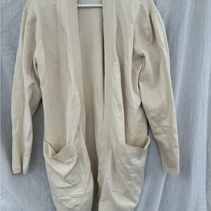 Elegant Beige Open Front Cardigan